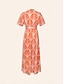 billige Print Dresses-Geometric Cotton Belted Midi Dress