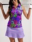cheap Polo Top-Women&#039;s Golf Polo Shirt Lake blue Yellow Purple Sleeveless Sun Protection Top Floral Ladies Golf Attire Clothes Outfits Wear Apparel