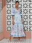 billige Print Dresses-Satin Floral V Neck Maxi Dress