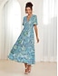 cheap Maxi Dresses-Chiffon V-Neck Paisley Print Summer Casual Hawaiian Vacation Maxi Dress
