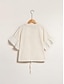 cheap Blouses-Cotton Drawstring Drop Shoulder Shirt