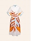 economico Print Dresses-Print Collared Midi Shirt Dress