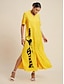 billige Print Dresses-Graphic Button Up Maxi Dress