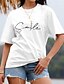 preiswerte T-shirts-Damen T Shirt 100% Baumwolle Bedruckt Casual Wochenende Basic Kurzarm Rundhalsausschnitt Schwarz