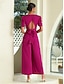 abordables Combinaisons-Satin Puff Sleeve Jumpsuit