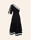billige Uformelle kjoler-Contrast Cotton One Shoulder Midi Dress