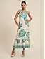 economico Vestiti maxi-Palm Leaf Satin Maxi Dress
