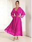 baratos Vestidos Tamanhos Grandes-Chiffon Ruffle V Neck Twisted Maxi Dress