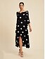 billige Print Dresses-Off Shoulder Polka Dot Midi Dress