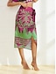 preiswerte Skirts-Satin Floral Midi Skirt