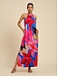 baratos Print Dresses-Halter Floral Print Maxi Dress