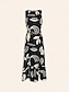 preiswerte Print Dresses-Satin Leaves Belted Maxi Dress