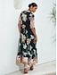 cheap Print Dresses-Tropical Elastic Half Sleeve Maxi Dress