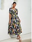 baratos Print Dresses-Printed V Neck Maxi Dress