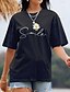 abordables T-shirts-Mujer Camiseta 100% Algodón Estampado Casual Fin de semana Básico Manga Corta Escote Redondo Negro