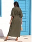 baratos Vestidos Casuais-Casual Linen Cotton Puff Sleeve Maxi Dress