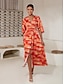 abordables Print Dresses-Printed V Neck Maxi Dress