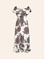 cheap Print Dresses-Satin Paisley Pattern Off Shoulder Midi Dress