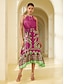 cheap Print Dresses-Satin Geometric Sleeveless Midi Dress