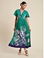 abordables Print Dresses-Pleated Satin Floral Maxi Dress