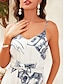 billige Print Dresses-Printed Satin Tie Maxi Dress