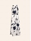 baratos Print Dresses-Floral Satin Halter Maxi Dress