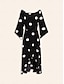 billige Print Dresses-Polka Dot Off Shoulder Midi Dress