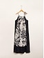 cheap Print Dresses-Satin Floral Print Maxi Dress