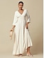 cheap Casual Dresses-Tencel Boho Lace Trim V Neck Resort Maxi Dress