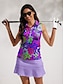 cheap Polo Top-Women&#039;s Golf Polo Shirt Lake blue Yellow Purple Sleeveless Sun Protection Top Floral Ladies Golf Attire Clothes Outfits Wear Apparel