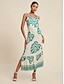 economico Vestiti maxi-Palm Leaf Satin Maxi Dress