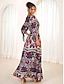 cheap Maxi Dresses-Boho Floral Puff Sleeve V Neck Maxi Dress