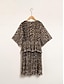 baratos Print Dresses-Leopard Print Pleated Chiffon V Neck Mini Dress
