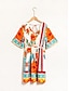 baratos Print Dresses-Floral V Neck Summer Dress