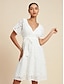 abordables Robes Décontracté-Cotton Floral A Line Mini Dress