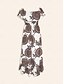 baratos Print Dresses-Paisley Satin Off Shoulder Midi Dress