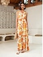 baratos Print Dresses-Floral Swing Chiffon Maxi Dress