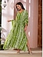cheap Print Dresses-Viscose Elegant Stripe V Neck Maxi Dress