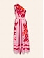 preiswerte Print Dresses-Buckle Floral Satin Shoulder Maxi Dress