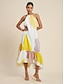 abordables Print Dresses-Elegant Satin Floral Knot Maxi Dress