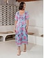 billige Print Dresses-Print Elastic Waist Midi Dress