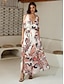 billige Print Dresses-Floral Knotted V Neck Midi Dress