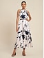 cheap Print Dresses-Satin Floral Halter Maxi Dress