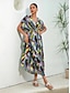abordables Print Dresses-Plant Print V Neck Maxi Dress