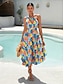 billige Print Dresses-One Shoulder Floral Satin Maxi Dress