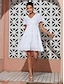 billige Uformelle kjoler-Cotton Linen Blend V Neck Mini Dress
