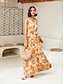 cheap Print Dresses-Chiffon Floral Print Swing Maxi Dress