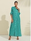 cheap Print Dresses-Sequin Leopard Print Maxi Shirt Dress