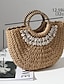 abordables Clutches &amp; Evening Bags-Boho Shell Accents Straw Tote Bag