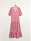economico Print Dresses-Geometric V Neck Rayon Maxi Dress